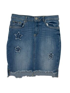 Y2K denim star appliqué skirt #74